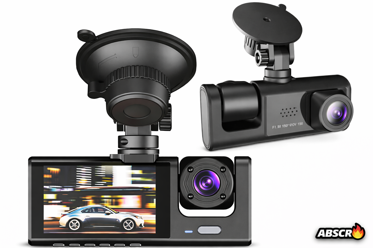 Camera auto DVR 3 canale, fata + interior + spate, Full HD 1080P, unghi larg 170°, ecran 2 inch, vedere nocturna, G-sensor, inregistrare in bucla