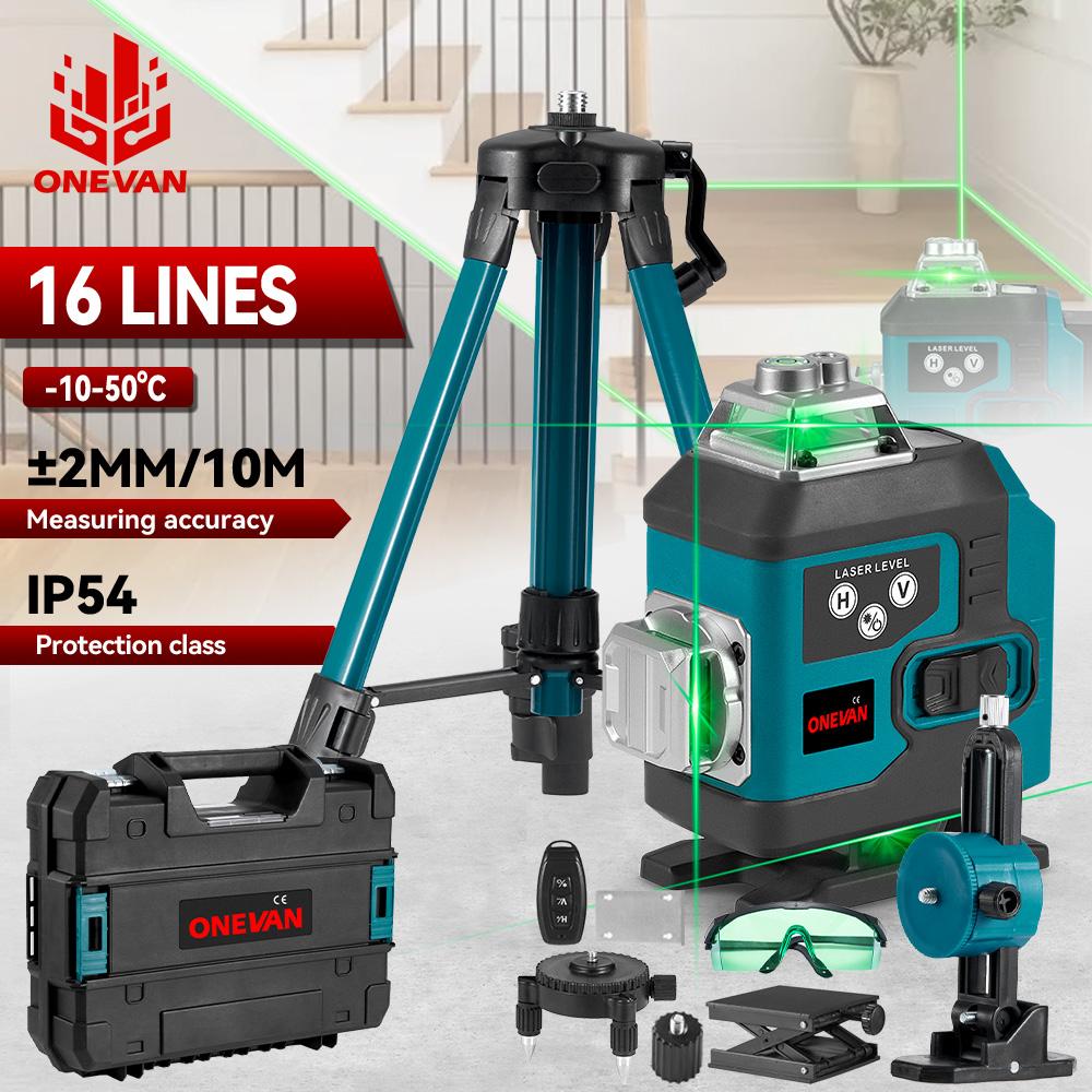 Nivela laser 4D, 16 linii, cu telecomanda, cu 1 baterie, albastru/negru - PromotiiZilnice