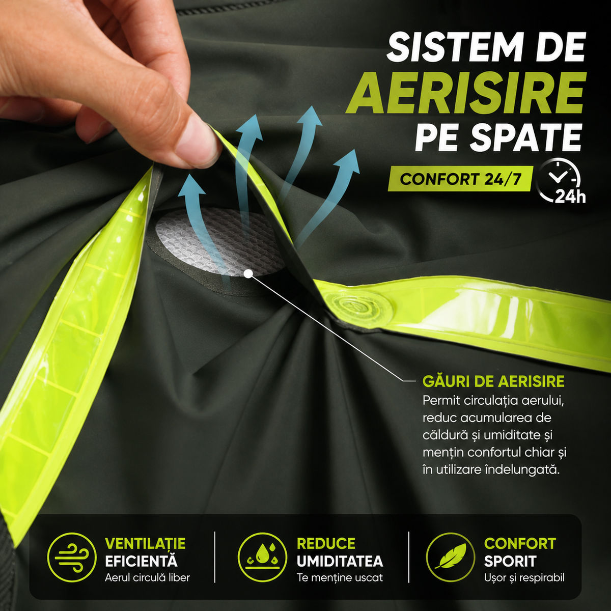 Costum Impermeabil Ploaie Profesional, Set Geaca si Pantaloni, Cu Gluga, Respirabil, Reflectorizant, Protectie Completa Exterior-Marime Universala-