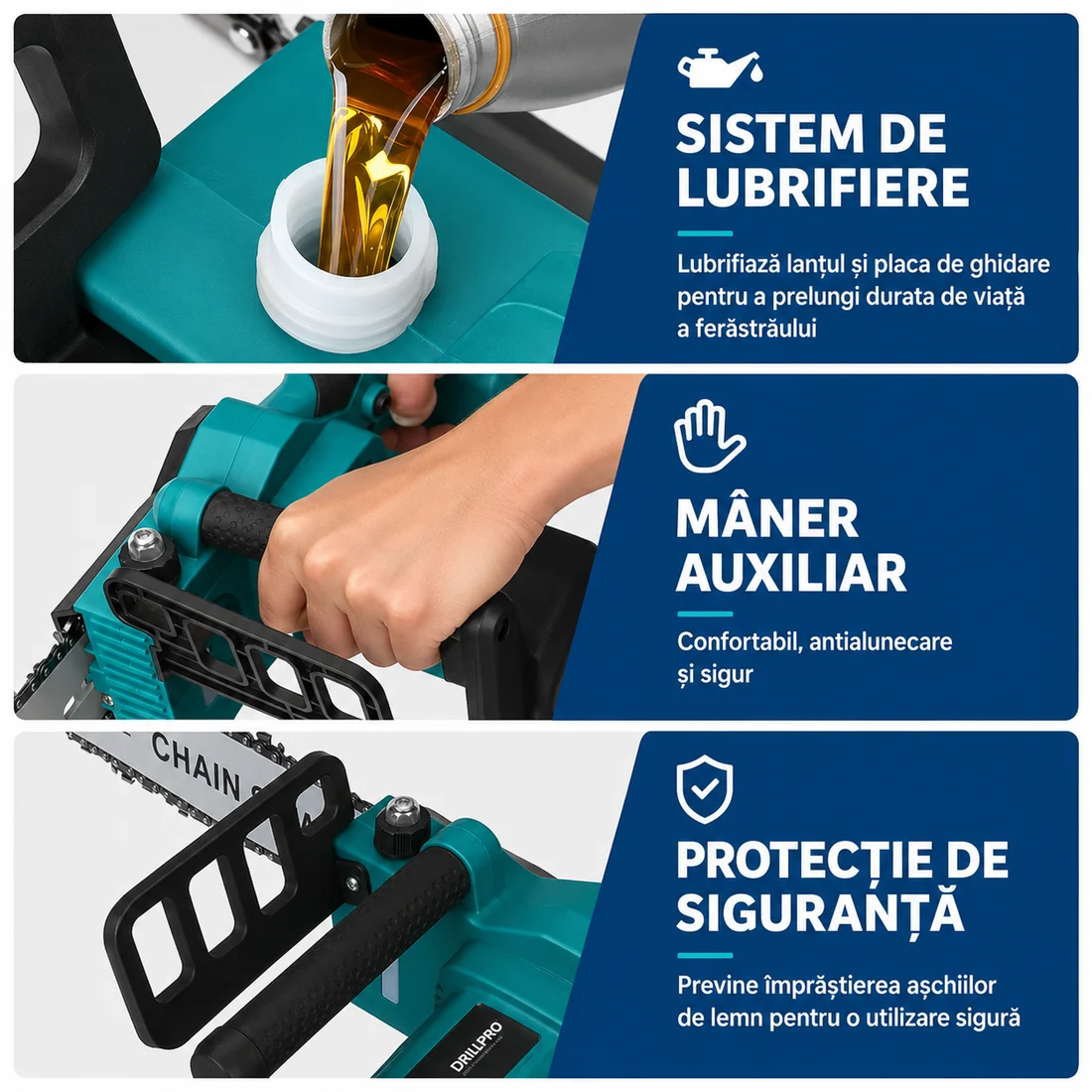 Drujbă Electrică 12”, 900W, 2 Acumulatori 68V, Ungere Automată