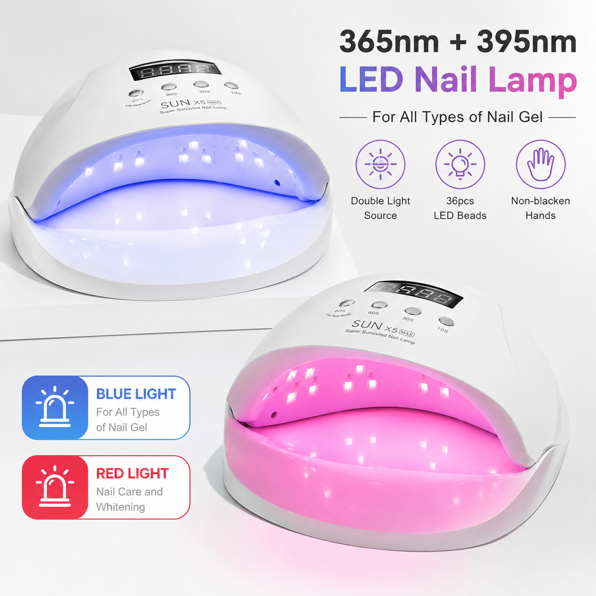 Set Profesional Manichiură UV LED – Freză Electrică Unghii + 2 Lămpi UV/LED pentru Gel, Semi și Pedichiură | Kit Complet Salon Acasă