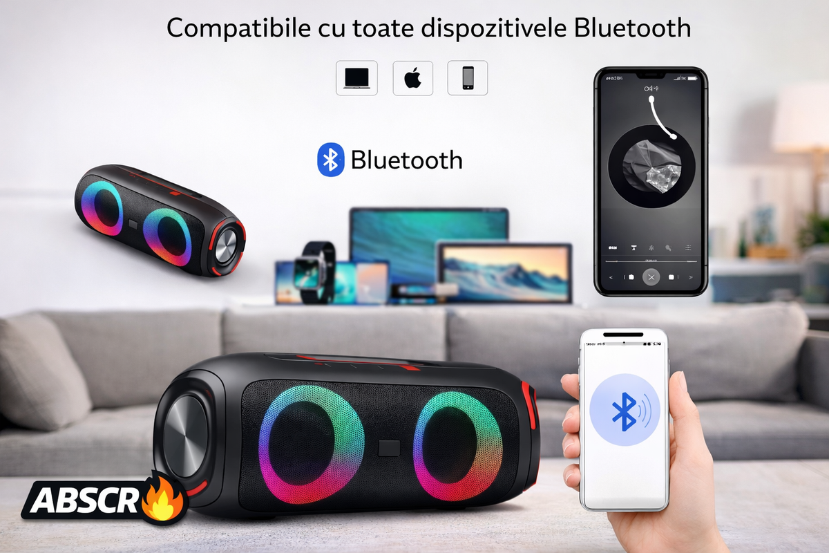 Boxă Portabilă rezistenta la apa CHARGE 5 Bluetooth 5.0 30W – 4000mAh, Lumini RGB, IPX6, USB/AUX/SD/FM, Sunet Puternic, Portabilă