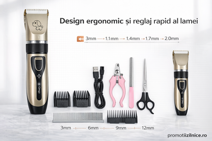 Set Profesional de Tuns și Îngrijire pentru Animale cu 4 Accesorii + Foarfecă, Pieptan, Clește și Pilă PromotiiZilnice