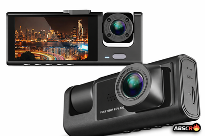 Camera auto DVR 3 canale, fata + interior + spate, Full HD 1080P, unghi larg 170°, ecran 2 inch, vedere nocturna, G-sensor, inregistrare in bucla
