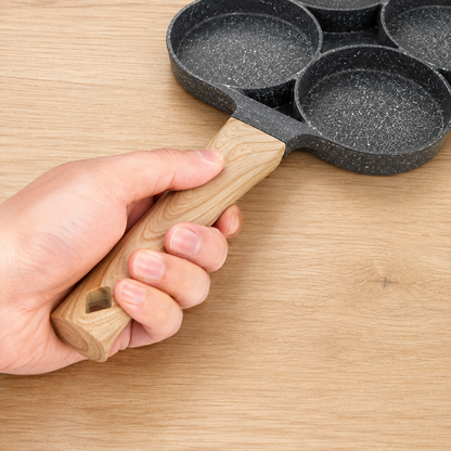 Tigaie Antiaderentă cu 4 Compartimente pentru Ouă, Clătite și Burgeri, Mâner Ergonomic