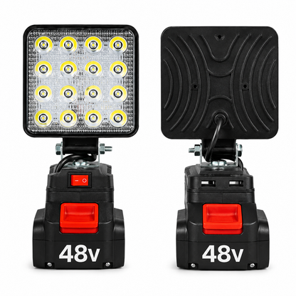 Lampă LED Portabilă 48W cu Acumulator 48V, Proiector Reglabil 90°