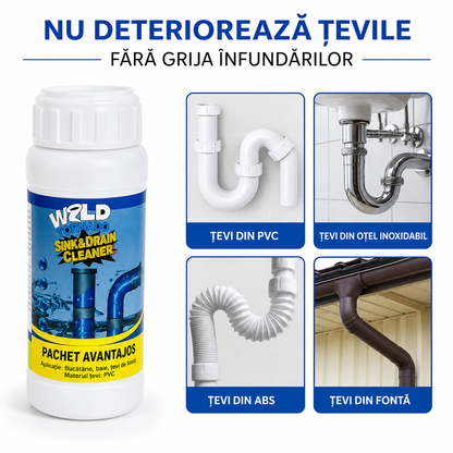 Set 4 Bucati Solutie Desfundat Tevi Wild Tornado Sink & Drain Cleaner, 110g, Actiune Rapida pentru Chiuveta, WC, Dus si Canalizare, Curatare Puternica, Elimina Mirosurile Neplacute PromotiiZilnice