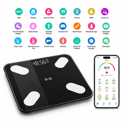 Cantar Smart Bluetooth 180 kg – Analiza Corporala, LED, Android/iOS