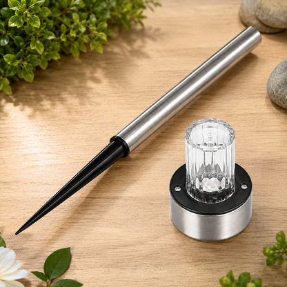 Set 12 Lămpi Solare LED pentru Grădină, Inox, Senzor de Lumină, IP44, 6500K