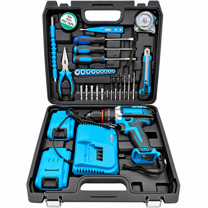 Set Bormașină cu Acumulator 48V, 2 Acumulatori, Valiză și Accesorii
