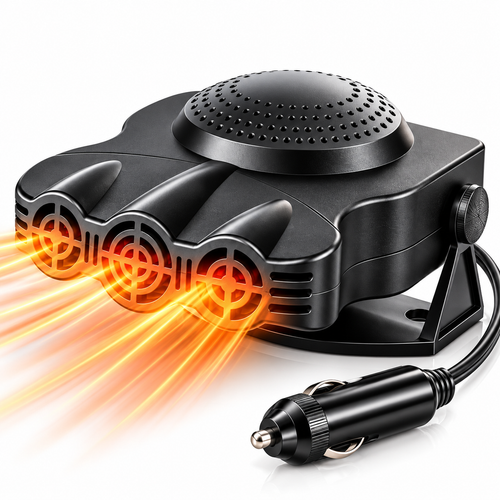 Aeroterma Auto 12V 200W, cu Aer Cald si Ventilatie, Dezaburire si Dezghetare Parbriz, Alimentare la Priza