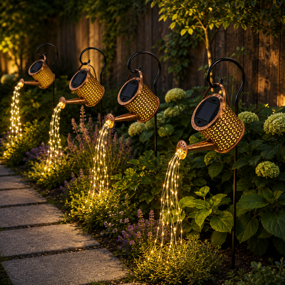 Set 4 Lămpi Solare Stropitoare cu LED – Cascadă Luminoasă pentru Grădină