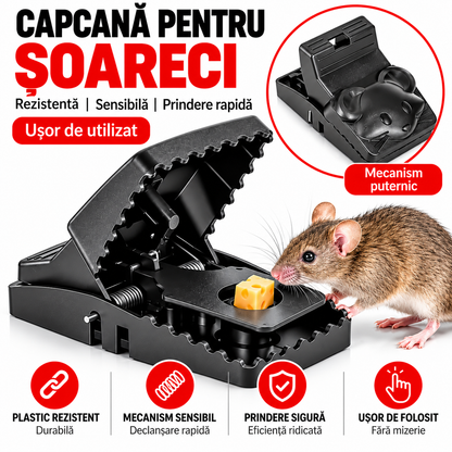 Set 10 Capcane din Plastic pentru Soareci 14x7.5cm cu Declansare Rapida, Reutilizabile