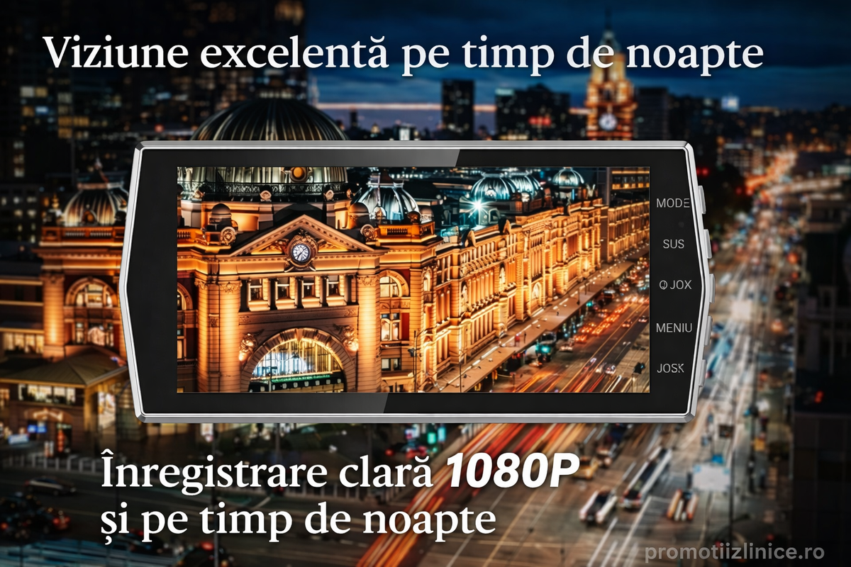 Cameră Auto Full HD 1080P cu Unghi Larg 170°, Viziune Nocturnă, G-Sensor, Înregistrare în Buclă, Ecran LCD 4”, WDR – Cameră de Bord pentru Siguranță Auto PromotiiZilnice