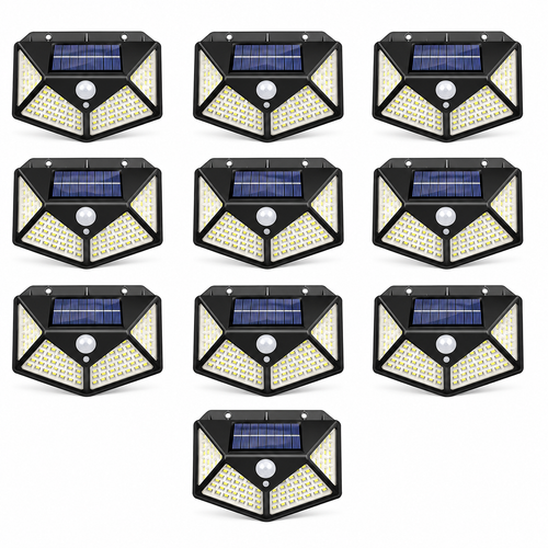 Set 10 Lampi Solare 100 LED cu Senzor de Miscare, 3 Moduri, Exterior