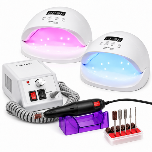 Set Manichiură și Pedichiură, Freză Electrică + 2 Lămpi UV/LED