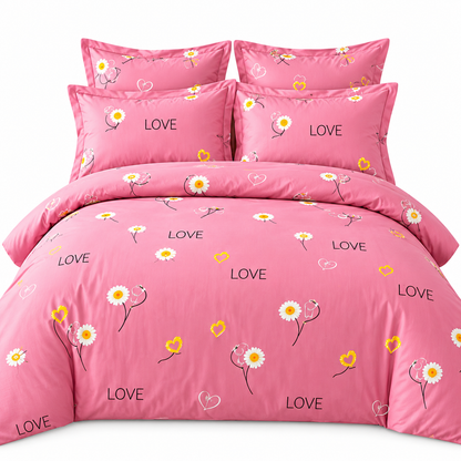 Lenjerie de Pat Finet 4 Piese – Model LOVE Floral