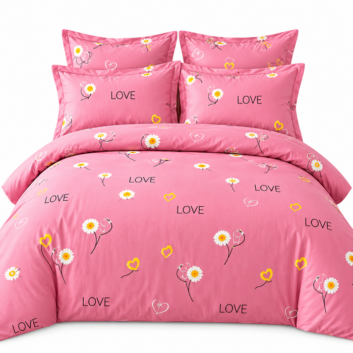 Lenjerie de Pat Finet 4 Piese – Model LOVE Floral