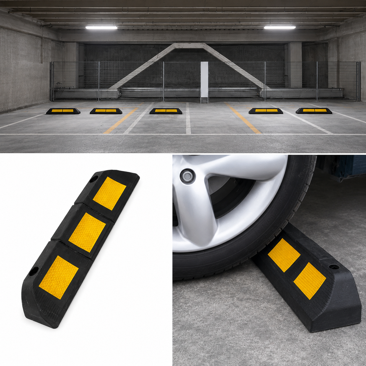 Set 2 Opritoare Roți Auto Reflectorizante – Cauciuc Rezistent pentru Parcare