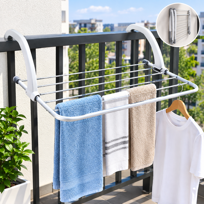 Set 2 Uscătoare de Rufe Metalice, 6 Bare, 70 × 40 cm, pentru Calorifer și Balcon