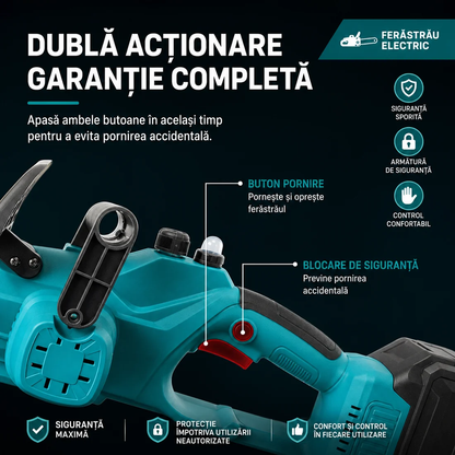 Drujbă Electrică 12”, 900W, 2 Acumulatori 68V, Ungere Automată