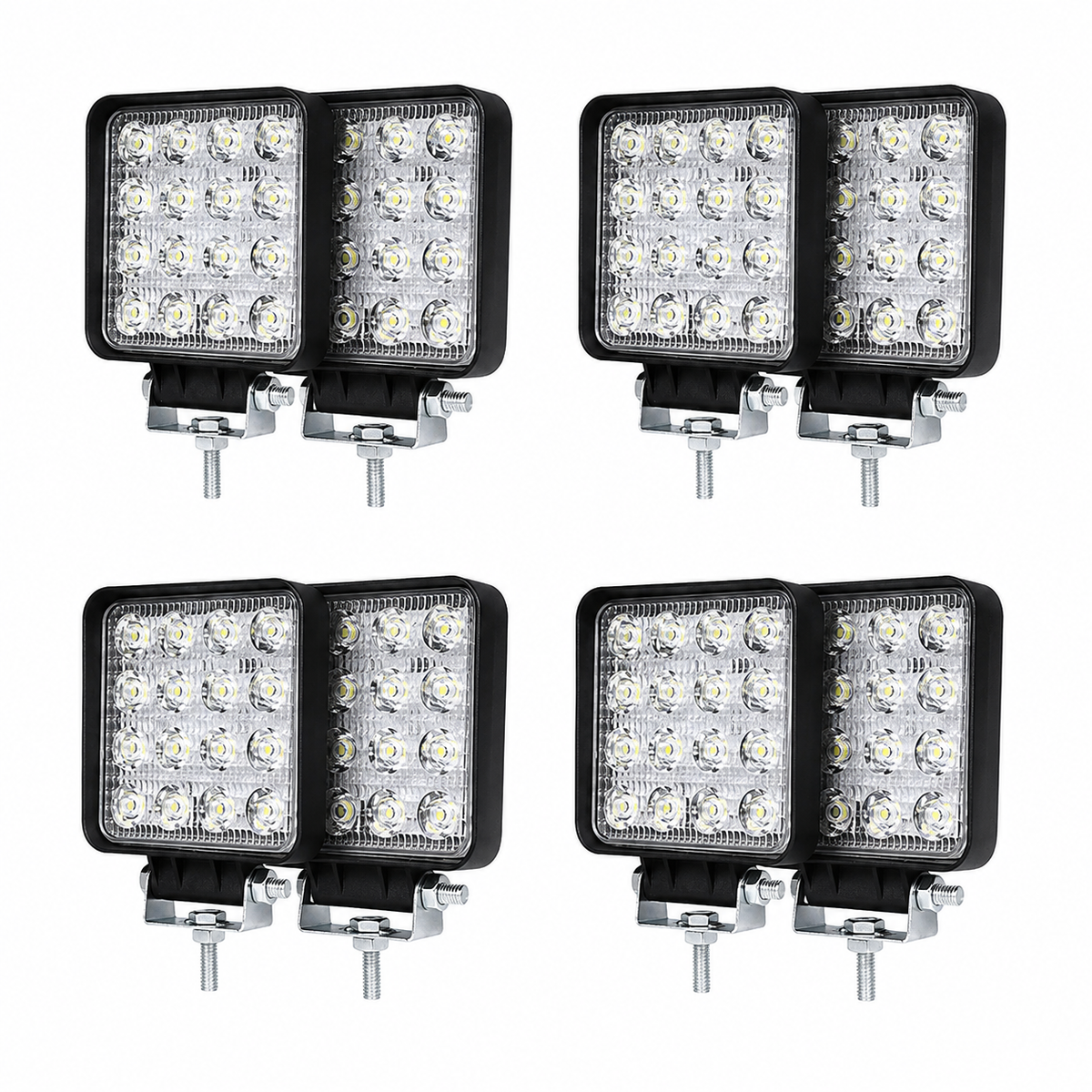 Set 8 Proiectoare LED Auto 48W, 16 LED, IP67, Iluminare Auxiliară