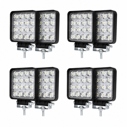 Set 8 Proiectoare LED Auto 48W, 16 LED, IP67, Iluminare Auxiliară