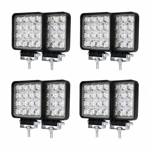 Set 8 Proiectoare LED Auto 48W, 16 LED, IP67, Iluminare Auxiliară