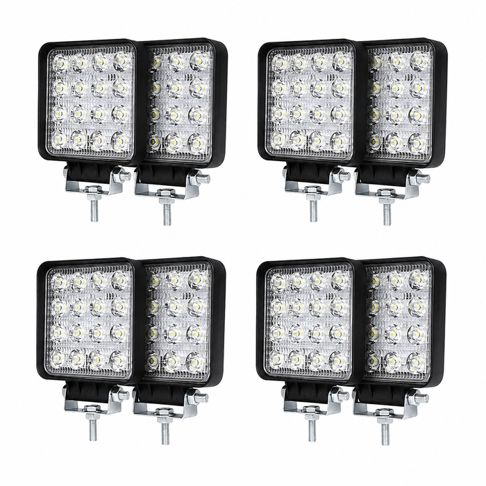 Set 8 Proiectoare LED Auto 48W, 16 LED, IP67, Iluminare Auxiliară