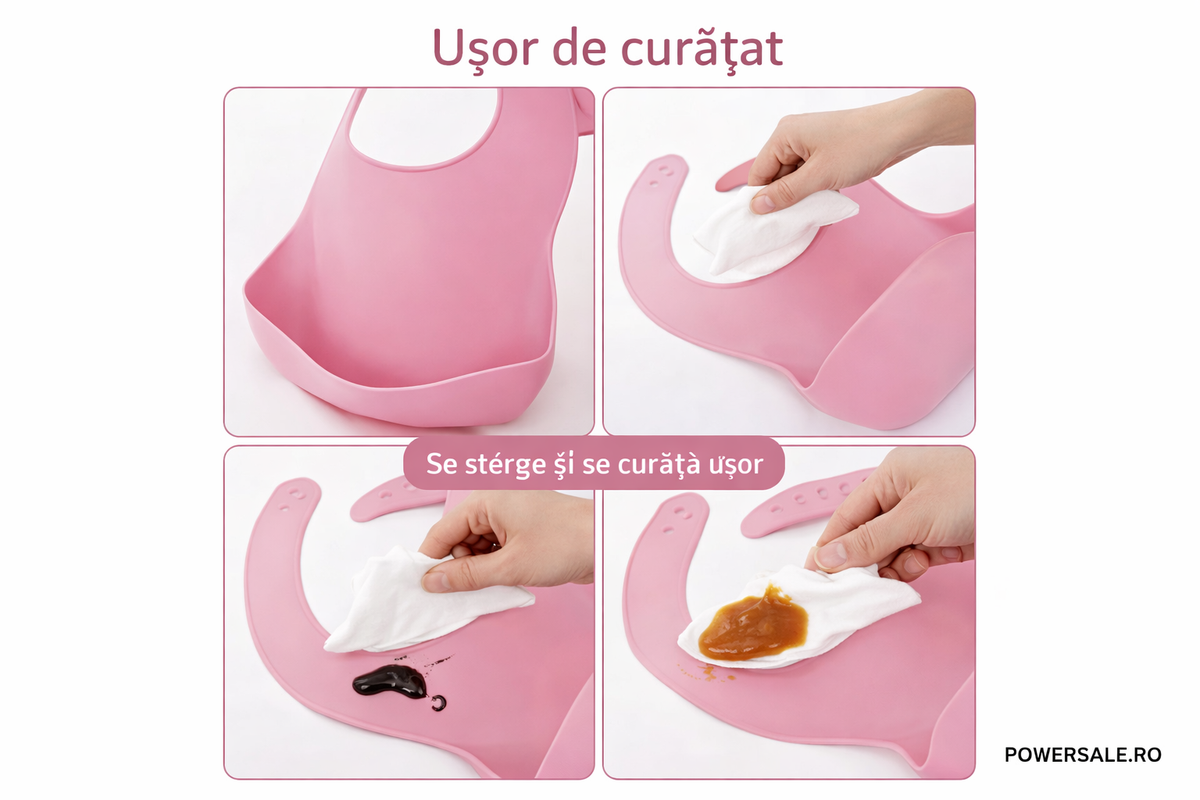 Set 10 piese hranire bebelusi din silicon alimentar – Set diversificare complet cu baveta reglabila