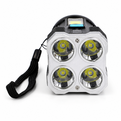 Set 2 bucati lanterna LED reincarcabila USB, 1200mAh, 4 moduri iluminare, COB + LED frontal, indicator baterie, pentru camping si uz casnic PromotiiZilnice