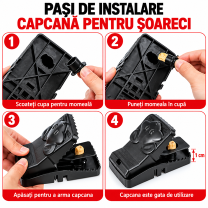 Set 10 Capcane din Plastic pentru Soareci 14x7.5cm cu Declansare Rapida, Reutilizabile