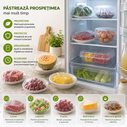 Set 500 Capace Alimentare Elastice Transparente – pentru Boluri și Recipiente