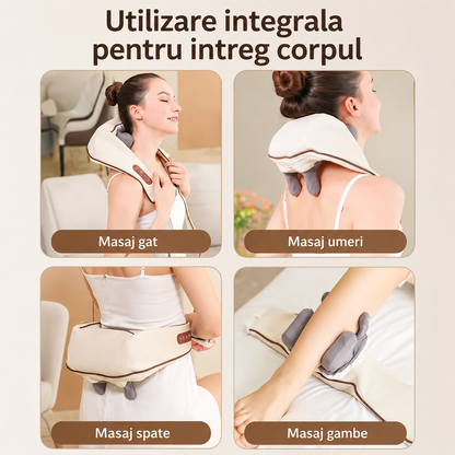 Aparat Masaj Cervical Shiatsu 3D cu Incalzire, Intensitate Reglabila