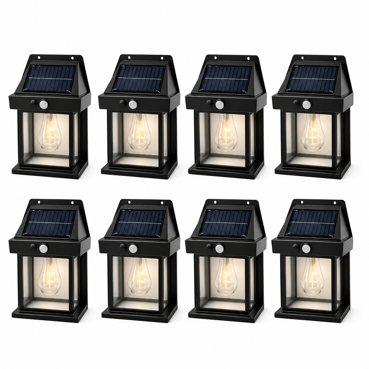Set 8 Lămpi Solare de Perete cu Senzor de Mișcare, 3 Moduri, IP65