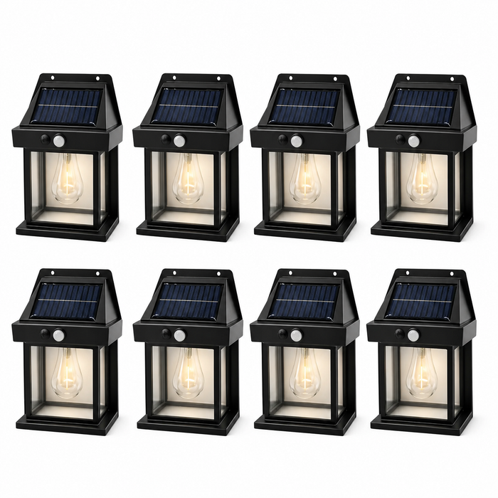 Set 8 Lămpi Solare de Perete cu Senzor de Mișcare, 3 Moduri, IP65
