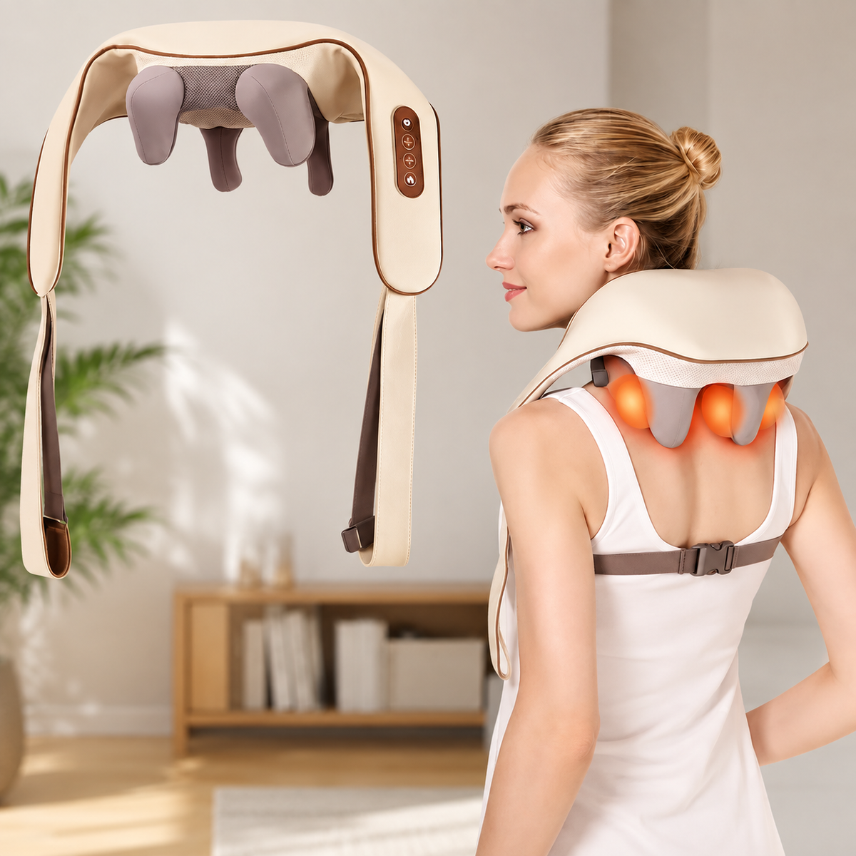 Aparat Masaj Cervical Shiatsu 3D cu Incalzire, Intensitate Reglabila