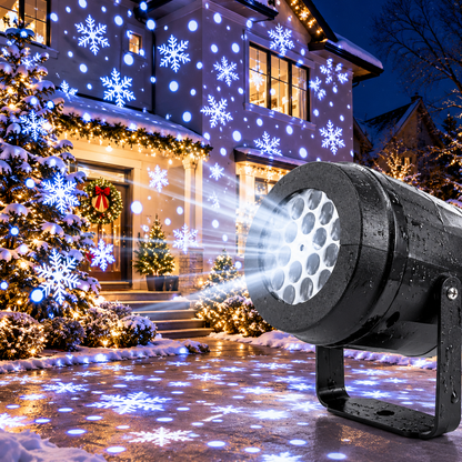 Proiector LED Rotativ cu 16 Figurine, RGB 4W, Tematică de Crăciun, Distanță Proiecție 3–8 m, Negru