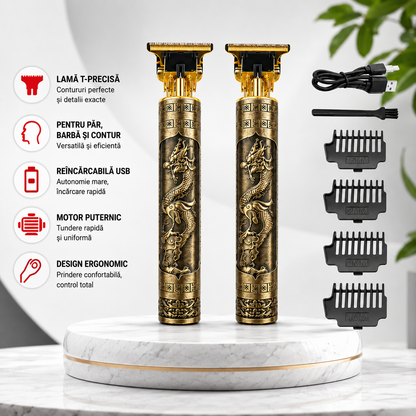 Pachet 2 Masini de Tuns Dragon T-Blade – Reincarcabile USB, 5W, pentru Par, Barba si Contur