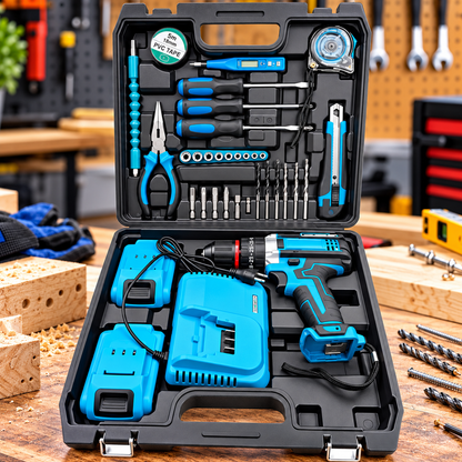 Set Bormașină cu Acumulator 48V, 2 Acumulatori, Valiză și Accesorii