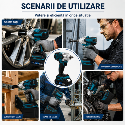 Trusă Mașină de Impact 550Nm, Brushless, 2 Acumulatori 48V 5Ah, 43 Accesorii