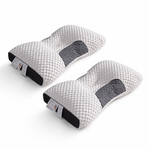 Set 2 Perne Anatomice din Spumă cu Memorie, Reglabile pe Înălțime, Suport Cervical, Husă Respirabilă, 65 x 40 cm