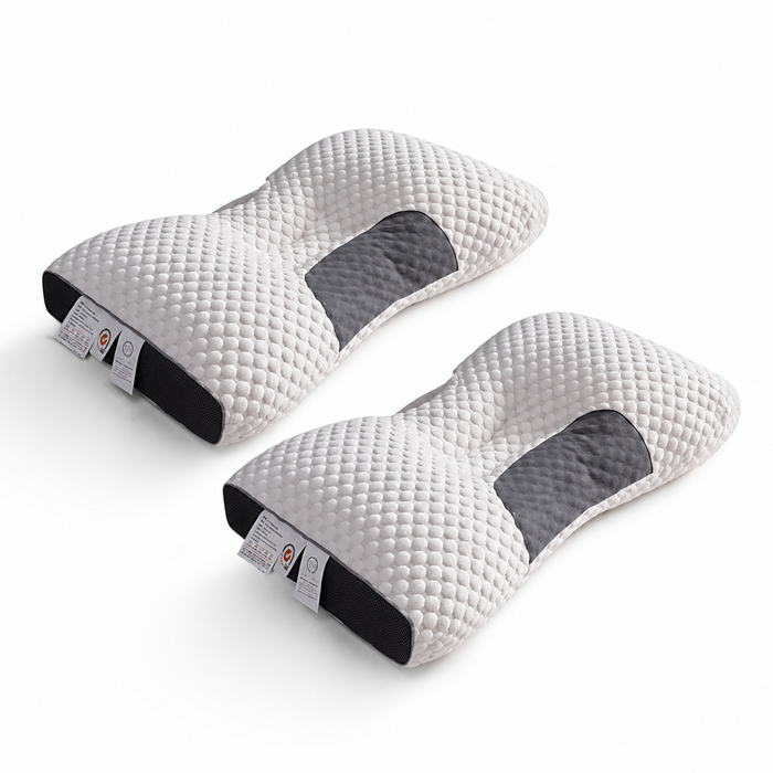 Set 2 Perne Anatomice din Spumă cu Memorie, Reglabile pe Înălțime, Suport Cervical, Husă Respirabilă, 65 x 40 cm