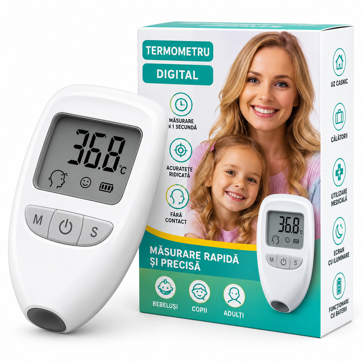 Glucometru Digital pentru Măsurarea Glicemiei, Afișaj LCD, Memorie Rezultate, Compact și Ușor de Utilizat