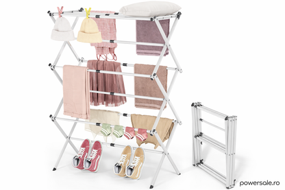 Uscător de rufe vertical pliabil 40-75x37x105 cm – Suport uscare haine compact, extensibil și stabil pentru interior
