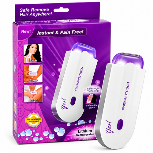 Epilator Electric Reîncărcabil Finishing Touch Yes, Tehnologie Sensa-Light, Lumină pentru Precizie, Alb-Mov