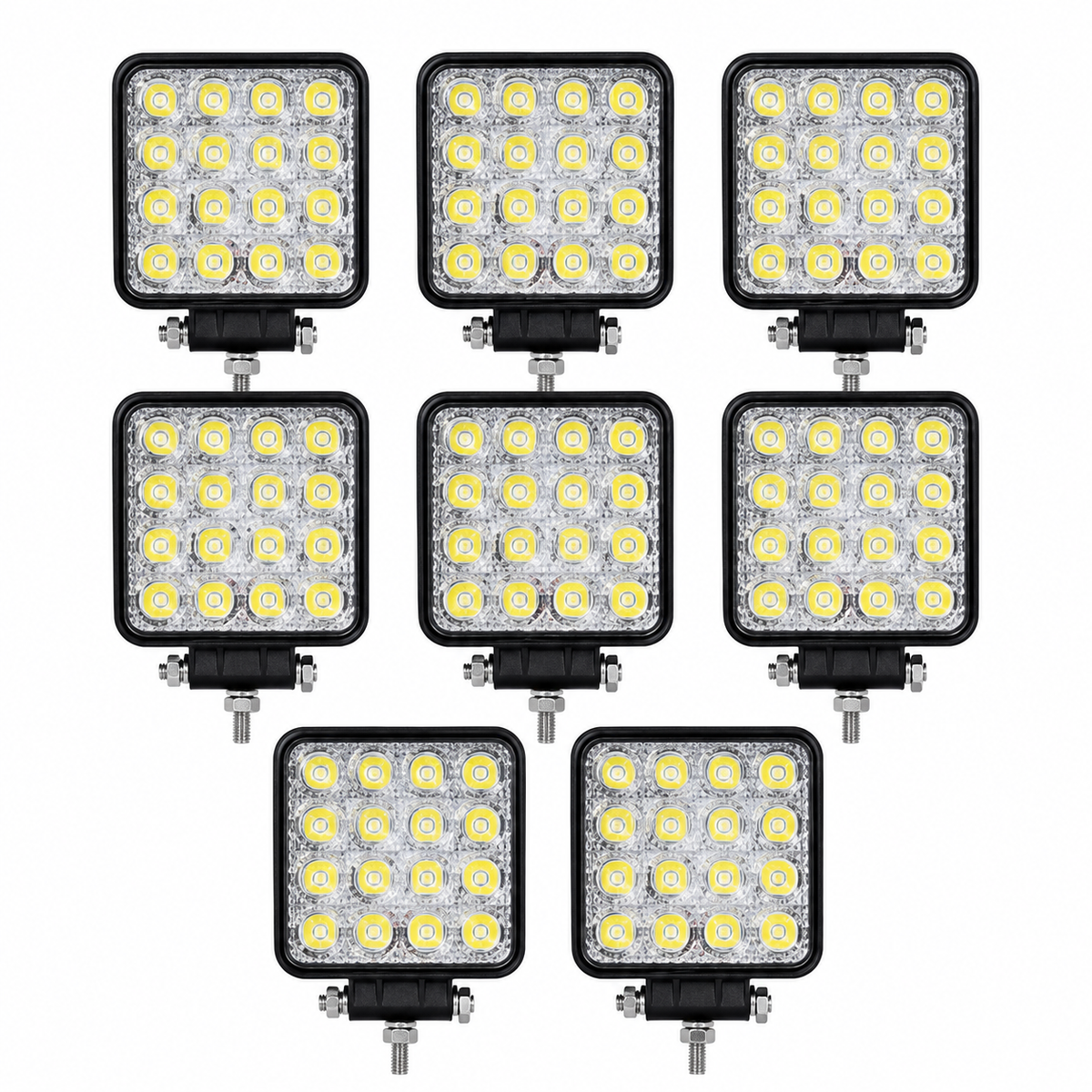 Set 8 Proiectoare LED Auto 48W, 16 LED, IP67, Iluminare Auxiliară