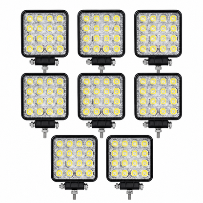Set 8 Proiectoare LED Auto 48W, 16 LED, IP67, Iluminare Auxiliară