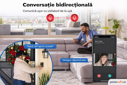Sonerie video wireless HD 720p cu vedere nocturnă și audio bidirecțional