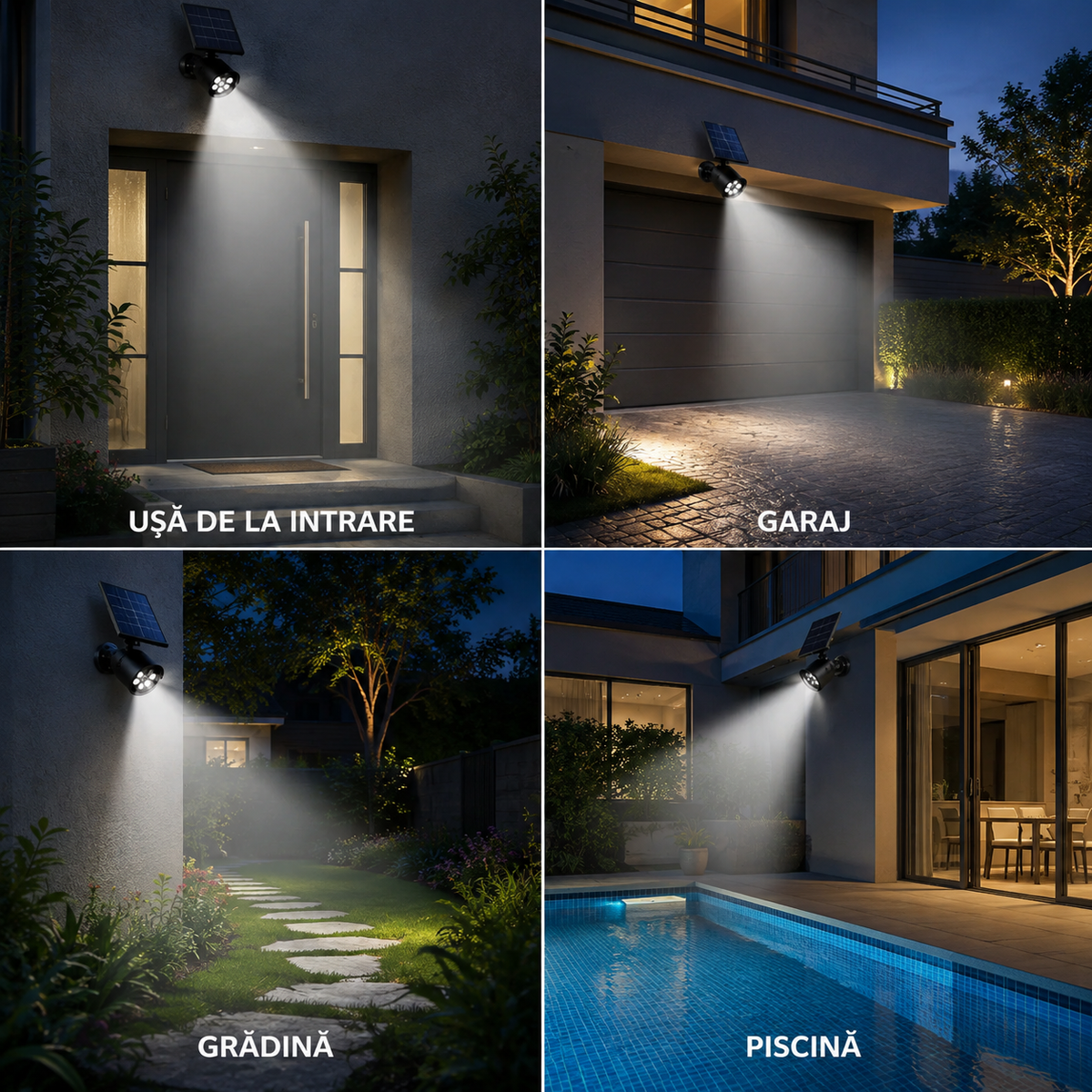 Set 2 Camere False Solare cu Senzor de Mișcare, LED, IP66